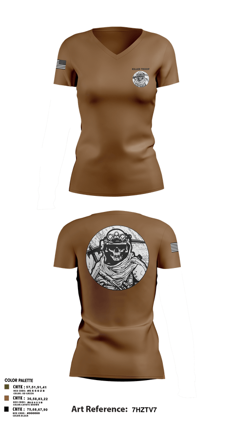 Women's Short Sleeve Vneck Shirt, Killer Troop, Army, Teamtime, Team time, sublimation, custom sports apparel, team uniforms, spirit wear, spiritwear, sports uniforms, custom shirts, team store, custom team store, fundraiser sports, apparel fundraiser