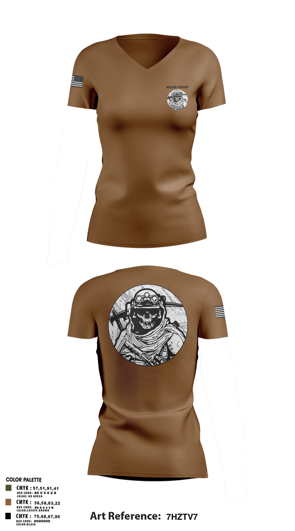 Women's Short Sleeve Vneck Shirt, Killer Troop, Army, Teamtime, Team time, sublimation, custom sports apparel, team uniforms, spirit wear, spiritwear, sports uniforms, custom shirts, team store, custom team store, fundraiser sports, apparel fundraiser
