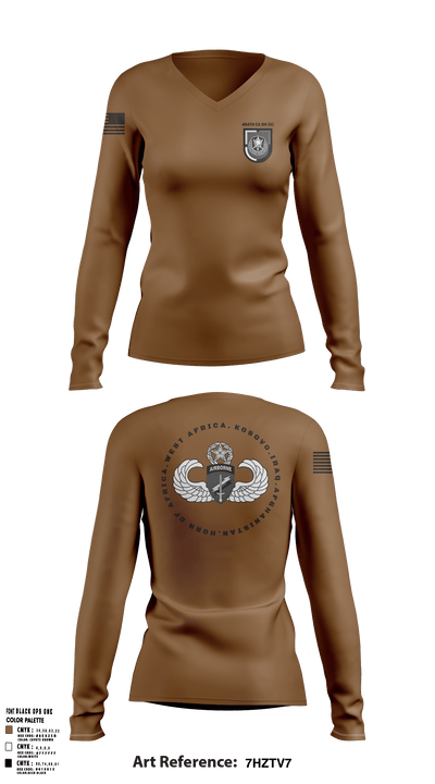 404 Civil Affairs Battalion (Airborne) 57315387 Women's Long Sleeve V-neck Shirt - 1