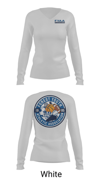 Women's Long Sleeve Vneck Shirt, Forest Youth Athletic Association Football, Football, Teamtime, Team time, sublimation, custom sports apparel, team uniforms, spirit wear, spiritwear, sports uniforms, custom shirts, team store, custom team store, fundraiser sports, apparel fundraiser