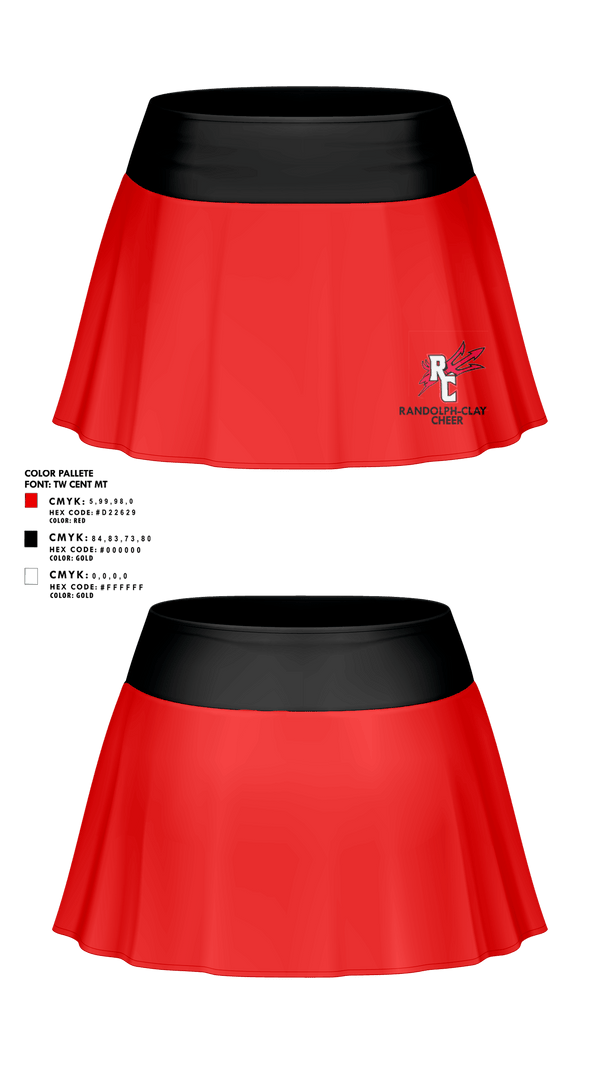 Skort, Randolph-Clay High School Cheer, Cheer, Teamtime, Team time, sublimation, custom sports apparel, team uniforms, spirit wear, spiritwear, sports uniforms, custom shirts, team store, custom team store, fundraiser sports, apparel fundraiser