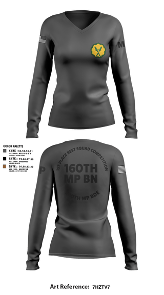 Womens Long Sleeve Vneck Shirt, 160th mp bn, Army, Teamtime, Team time, sublimation, custom sports apparel, team uniforms, spirit wear, spiritwear, sports uniforms, custom shirts, team store, custom team store, fundraiser sports, apparel fundraiser