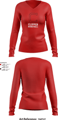 Columbiana High School Basketball 83089115 Women's Long Sleeve V-neck Shirt - 1