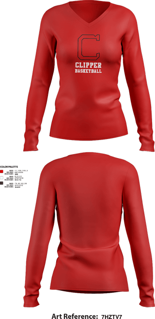 Womens Long Sleeve Vneck Shirt, Columbiana High School Basketball, Men's Basketball, Teamtime, Team time, sublimation, custom sports apparel, team uniforms, spirit wear, spiritwear, sports uniforms, custom shirts, team store, custom team store, fundraiser sports, apparel fundraiser