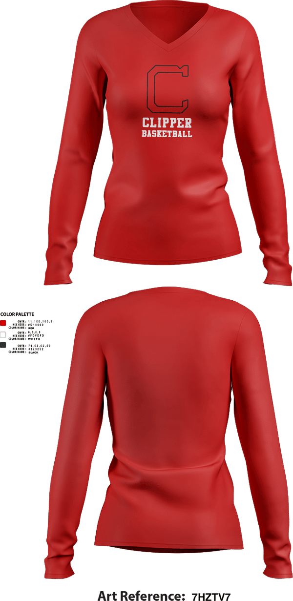 Womens Long Sleeve Vneck Shirt, Columbiana High School Basketball, Men's Basketball, Teamtime, Team time, sublimation, custom sports apparel, team uniforms, spirit wear, spiritwear, sports uniforms, custom shirts, team store, custom team store, fundraiser sports, apparel fundraiser