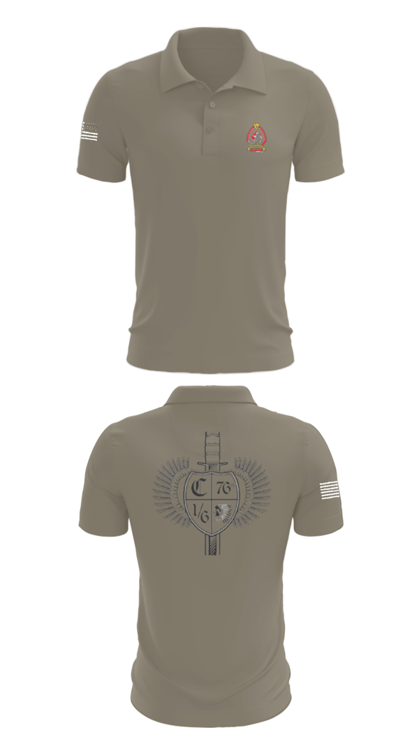 Short Sleeve Performance Polo, 1/6 Charlie company, , Teamtime, Team time, sublimation, custom sports apparel, team uniforms, spirit wear, spiritwear, sports uniforms, custom shirts, team store, custom team store, fundraiser sports, apparel fundraiser