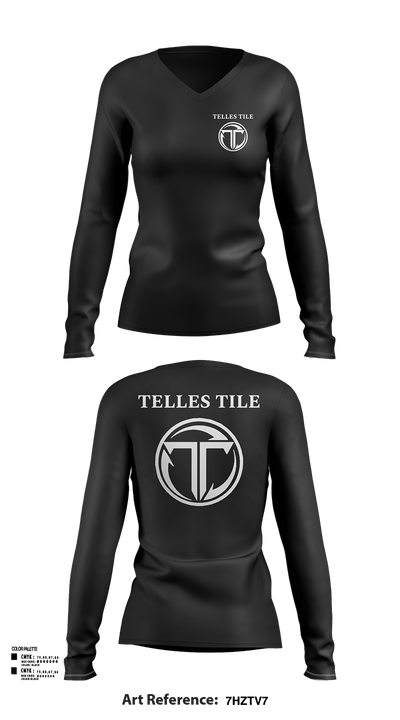 Telles tile and more 90311987 Women's Long Sleeve V-neck Shirt -1 123