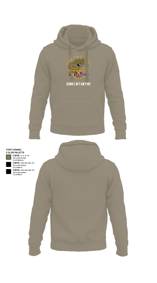 Hoodie, 33rd Infantry, Army, Teamtime, Team time, sublimation, custom sports apparel, team uniforms, spirit wear, spiritwear, sports uniforms, custom shirts, team store, custom team store, fundraiser sports, apparel fundraiser