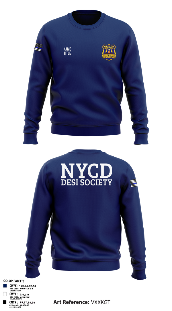 Crew Neck Sweatshirt, NYCD DESI SOCIETY, Police, Teamtime, Team time, sublimation, custom sports apparel, team uniforms, spirit wear, spiritwear, sports uniforms, custom shirts, team store, custom team store, fundraiser sports, apparel fundraiser