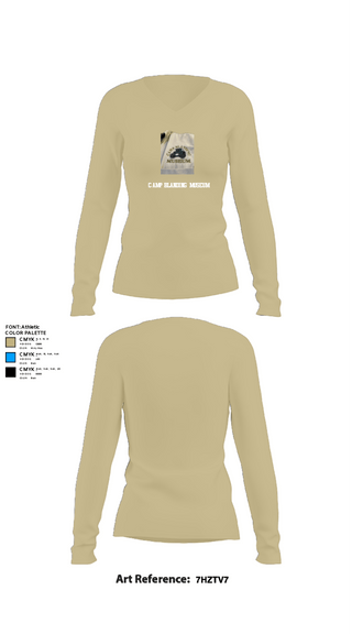 Women's Long Sleeve Vneck Shirt, Camp Blanding Museum, Army, Teamtime, Team time, sublimation, custom sports apparel, team uniforms, spirit wear, spiritwear, sports uniforms, custom shirts, team store, custom team store, fundraiser sports, apparel fundraiser