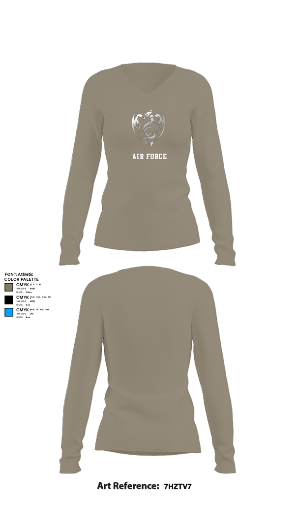 Women's Long Sleeve Vneck Shirt, 18th Air Support Operations Group, Air Force, Teamtime, Team time, sublimation, custom sports apparel, team uniforms, spirit wear, spiritwear, sports uniforms, custom shirts, team store, custom team store, fundraiser sports, apparel fundraiser