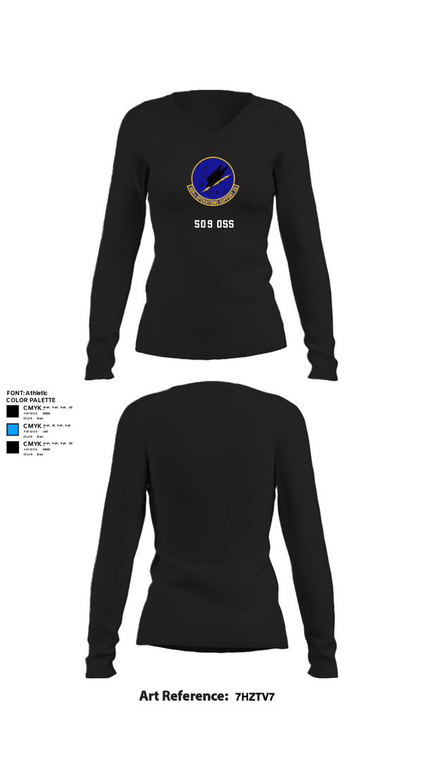 Womens Long Sleeve Vneck Shirt, 509 OSS, Air Force, Teamtime, Team time, sublimation, custom sports apparel, team uniforms, spirit wear, spiritwear, sports uniforms, custom shirts, team store, custom team store, fundraiser sports, apparel fundraiser