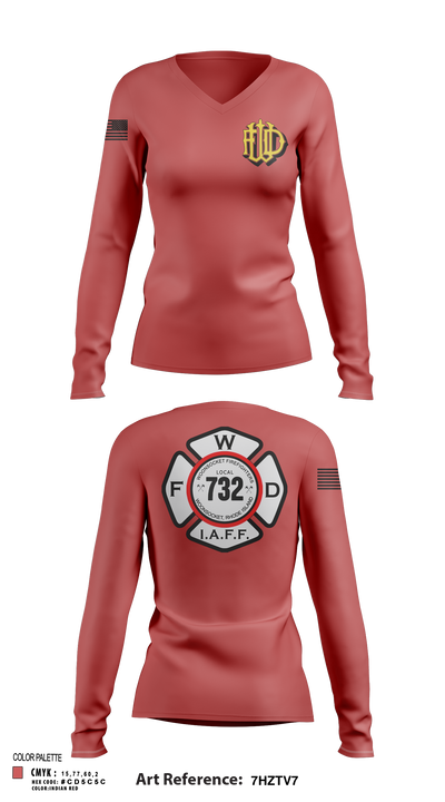 Woonsocket 46977147 Women's Long Sleeve V-neck Shirt - 122