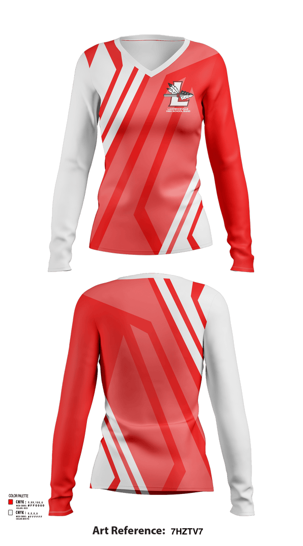 Womens Long Sleeve Vneck Shirt, Lawrenceville High School Band, Spirit Store, Teamtime, Team time, sublimation, custom sports apparel, team uniforms, spirit wear, spiritwear, sports uniforms, custom shirts, team store, custom team store, fundraiser sports, apparel fundraiser