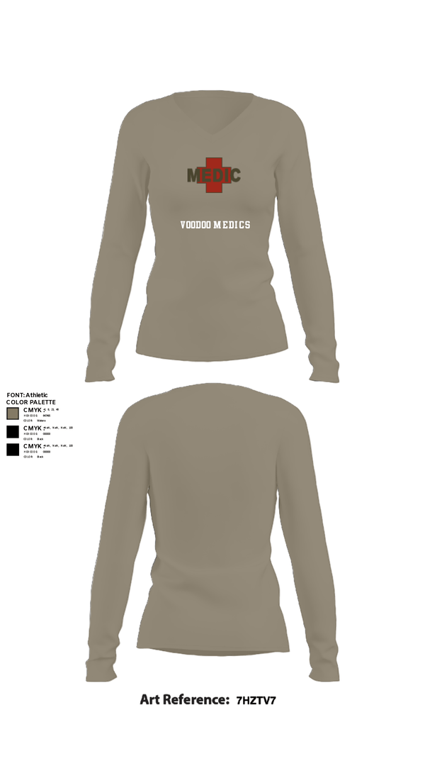 Women's Long Sleeve Vneck Shirt, Voodoo Medics, National Guard, Teamtime, Team time, sublimation, custom sports apparel, team uniforms, spirit wear, spiritwear, sports uniforms, custom shirts, team store, custom team store, fundraiser sports, apparel fundraiser