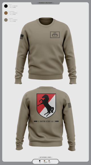 Crew Neck Sweatshirt, 58th CEC-A, Army, Teamtime, Team time, sublimation, custom sports apparel, team uniforms, spirit wear, spiritwear, sports uniforms, custom shirts, team store, custom team store, fundraiser sports, apparel fundraiser