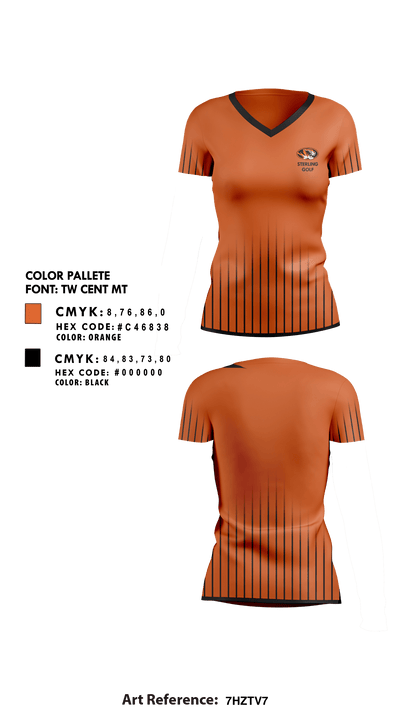 Sterling High School Golf 5232656 Women's Short Sleeve V-neck Shirt - 1