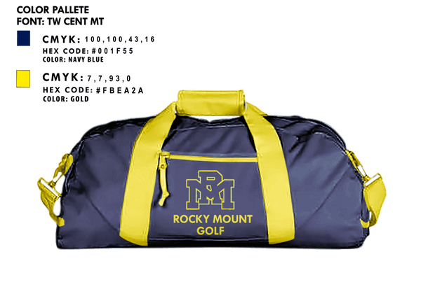 Duffle Bag, Rocky Mount High School Golf, Golf, Teamtime, Team time, sublimation, custom sports apparel, team uniforms, spirit wear, spiritwear, sports uniforms, custom shirts, team store, custom team store, fundraiser sports, apparel fundraiser