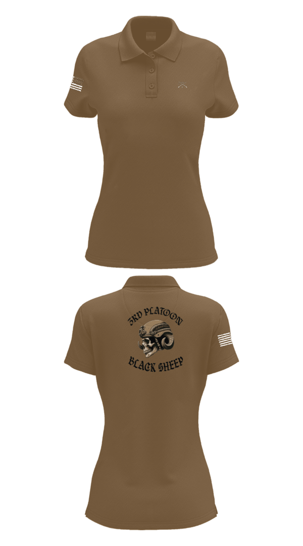 Women's Short Sleeve Performance Polo, 3rd PLT Black Sheep, Army, Teamtime, Team time, sublimation, custom sports apparel, team uniforms, spirit wear, spiritwear, sports uniforms, custom shirts, team store, custom team store, fundraiser sports, apparel fundraiser