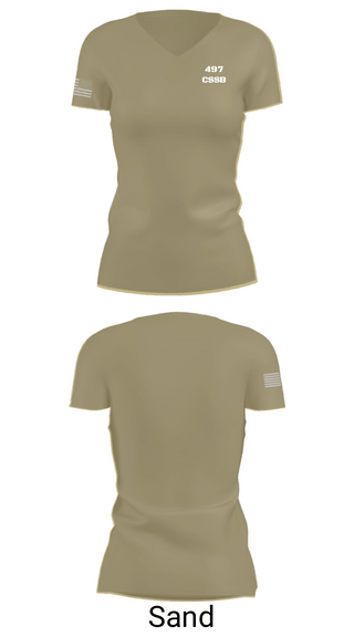 Women's Short Sleeve Vneck Shirt, 497 CSSB, Army, Teamtime, Team time, sublimation, custom sports apparel, team uniforms, spirit wear, spiritwear, sports uniforms, custom shirts, team store, custom team store, fundraiser sports, apparel fundraiser