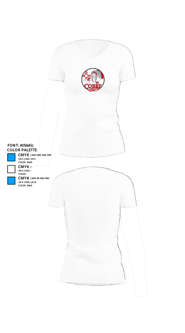 Womens Short Sleeve Vneck Shirt, Cobre High School Cheer, Cheer, Teamtime, Team time, sublimation, custom sports apparel, team uniforms, spirit wear, spiritwear, sports uniforms, custom shirts, team store, custom team store, fundraiser sports, apparel fundraiser