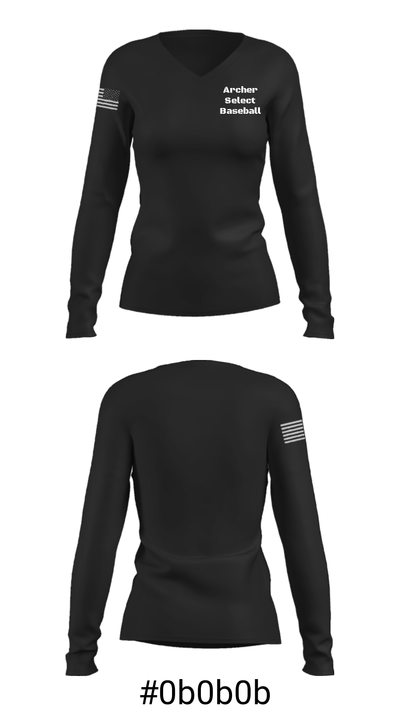 Archer Select Baseball 70770211 Women's Long Sleeve V-neck Shirt - 20