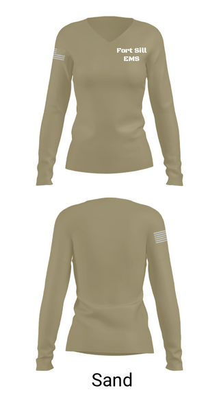 Womens Long Sleeve Vneck Shirt, Fort Sill EMS, Army, Teamtime, Team time, sublimation, custom sports apparel, team uniforms, spirit wear, spiritwear, sports uniforms, custom shirts, team store, custom team store, fundraiser sports, apparel fundraiser