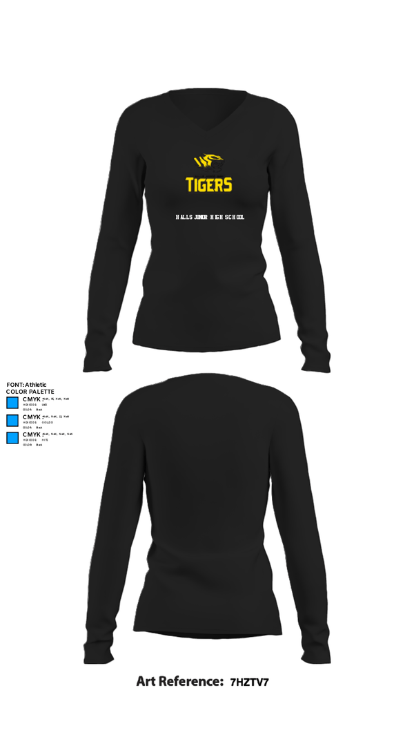 Womens Long Sleeve Vneck Shirt, Halls Junior High School, Softball, Teamtime, Team time, sublimation, custom sports apparel, team uniforms, spirit wear, spiritwear, sports uniforms, custom shirts, team store, custom team store, fundraiser sports, apparel fundraiser