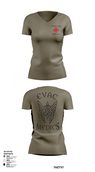 Womens Short Sleeve Vneck Shirt, Evac PLT, RSS, 2CR, , Teamtime, Team time, sublimation, custom sports apparel, team uniforms, spirit wear, spiritwear, sports uniforms, custom shirts, team store, custom team store, fundraiser sports, apparel fundraiser