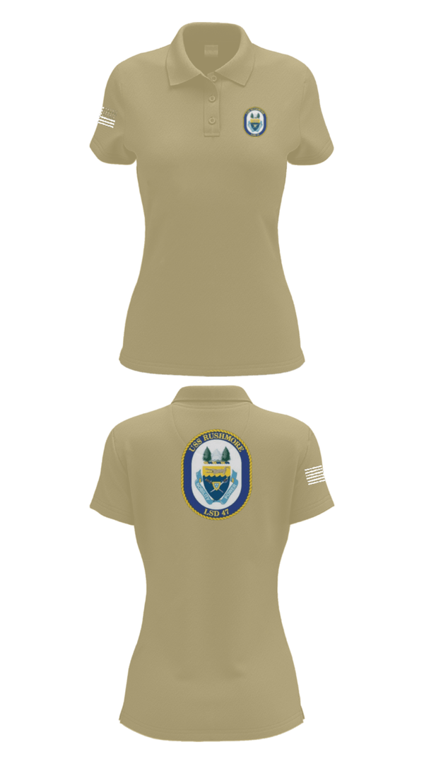 Women's Short Sleeve Performance Polo, USS RUSHMORE, Navy, Teamtime, Team time, sublimation, custom sports apparel, team uniforms, spirit wear, spiritwear, sports uniforms, custom shirts, team store, custom team store, fundraiser sports, apparel fundraiser