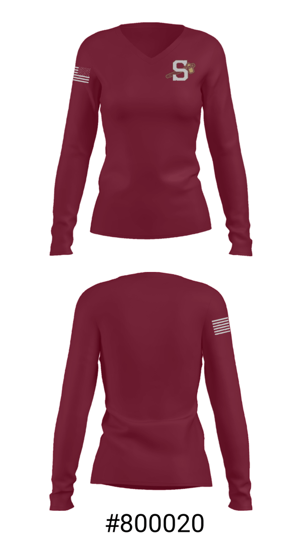 Women's Long Sleeve Vneck Shirt, Salem High School Baseball, Baseball, Teamtime, Team time, sublimation, custom sports apparel, team uniforms, spirit wear, spiritwear, sports uniforms, custom shirts, team store, custom team store, fundraiser sports, apparel fundraiser