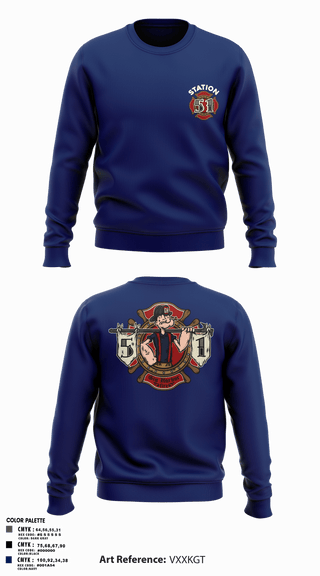Crew Neck Sweatshirt, Station 51, Fire Department, Teamtime, Team time, sublimation, custom sports apparel, team uniforms, spirit wear, spiritwear, sports uniforms, custom shirts, team store, custom team store, fundraiser sports, apparel fundraiser