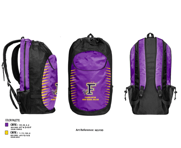 Gear Bag, Franklinton High School Soccer, Men's Soccer, Teamtime, Team time, sublimation, custom sports apparel, team uniforms, spirit wear, spiritwear, sports uniforms, custom shirts, team store, custom team store, fundraiser sports, apparel fundraiser