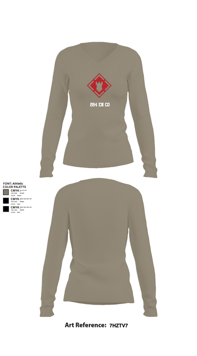 264 EN CO 72405798 Women's Long Sleeve V-neck Shirt - 62