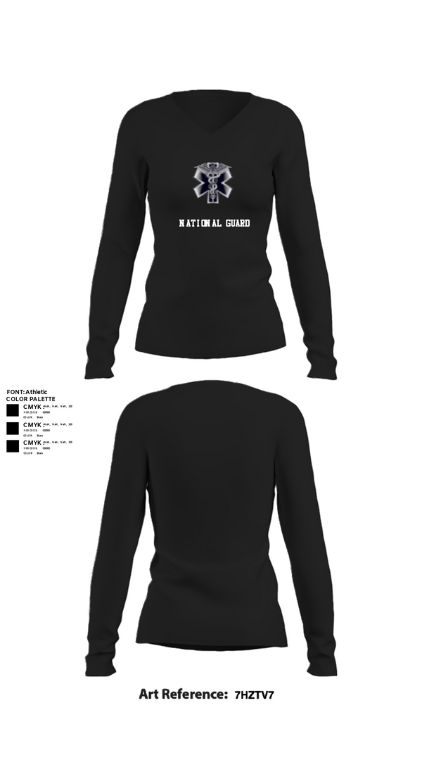 Women's Long Sleeve Vneck Shirt, MEDICS, National Guard, Teamtime, Team time, sublimation, custom sports apparel, team uniforms, spirit wear, spiritwear, sports uniforms, custom shirts, team store, custom team store, fundraiser sports, apparel fundraiser