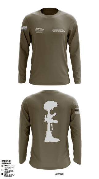 Long Sleeve Performance Shirt, 1st Armored Division - 3rd Brigade Combat Team - 2-5 Infantry Action Company, Army, Teamtime, Team time, sublimation, custom sports apparel, team uniforms, spirit wear, spiritwear, sports uniforms, custom shirts, team store, custom team store, fundraiser sports, apparel fundraiser