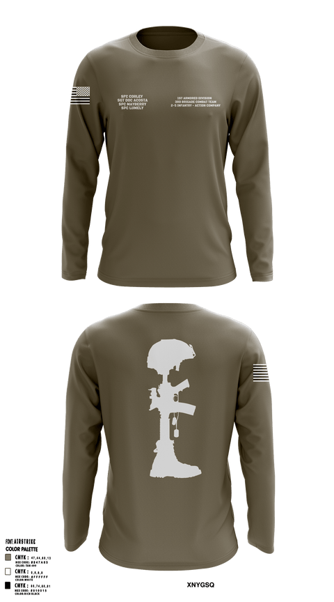 Long Sleeve Performance Shirt, 1st Armored Division - 3rd Brigade Combat Team - 2-5 Infantry Action Company, Army, Teamtime, Team time, sublimation, custom sports apparel, team uniforms, spirit wear, spiritwear, sports uniforms, custom shirts, team store, custom team store, fundraiser sports, apparel fundraiser