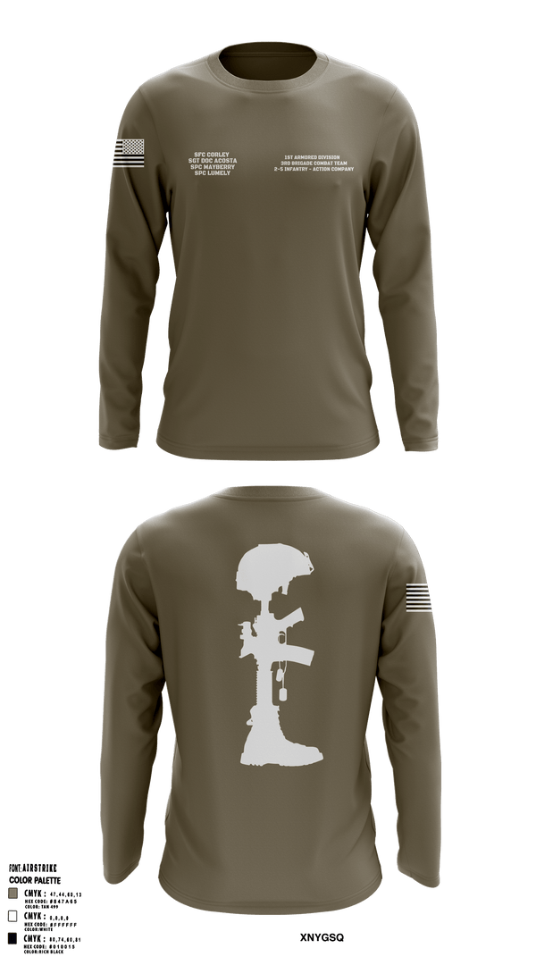 Long Sleeve Performance Shirt, 1st Armored Division - 3rd Brigade Combat Team - 2-5 Infantry Action Company, Army, Teamtime, Team time, sublimation, custom sports apparel, team uniforms, spirit wear, spiritwear, sports uniforms, custom shirts, team store, custom team store, fundraiser sports, apparel fundraiser