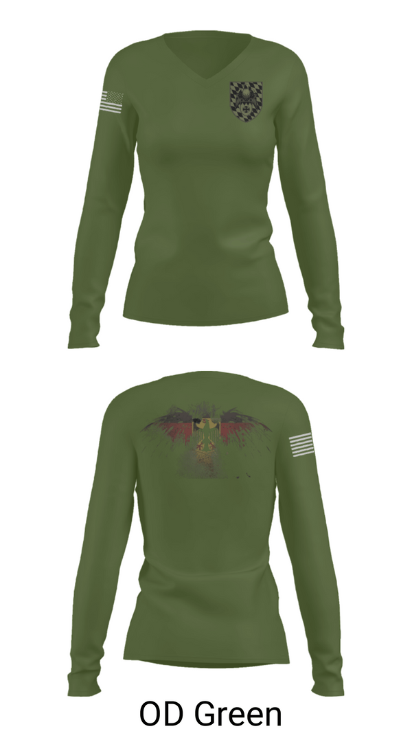 Women's Long Sleeve Vneck Shirt, 3./HSchRgt1, Army, Teamtime, Team time, sublimation, custom sports apparel, team uniforms, spirit wear, spiritwear, sports uniforms, custom shirts, team store, custom team store, fundraiser sports, apparel fundraiser