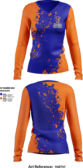 Womens Long Sleeve Vneck Shirt, William A Shine-Great Neck South High School Lacrosse, Women's Lacrosse, Teamtime, Team time, sublimation, custom sports apparel, team uniforms, spirit wear, spiritwear, sports uniforms, custom shirts, team store, custom team store, fundraiser sports, apparel fundraiser