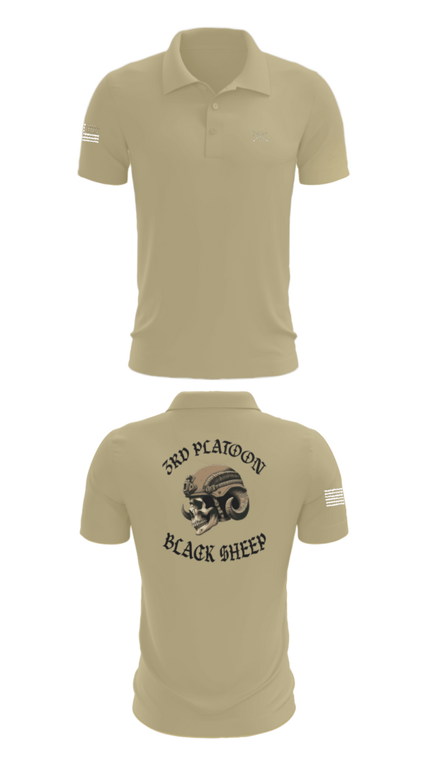 Short Sleeve Performance Polo, 3rd PLT Black Sheep, Army, Teamtime, Team time, sublimation, custom sports apparel, team uniforms, spirit wear, spiritwear, sports uniforms, custom shirts, team store, custom team store, fundraiser sports, apparel fundraiser