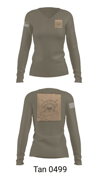 Women's Long Sleeve Vneck Shirt, Los Pistoleros, Army, Teamtime, Team time, sublimation, custom sports apparel, team uniforms, spirit wear, spiritwear, sports uniforms, custom shirts, team store, custom team store, fundraiser sports, apparel fundraiser