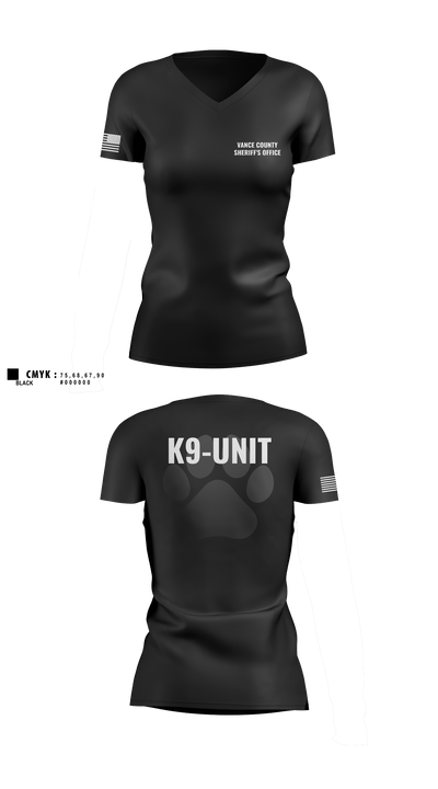 Vance County Sheriff's Office  K9 Unit 48237740 Women's Short Sleeve V-neck Shirt - 2