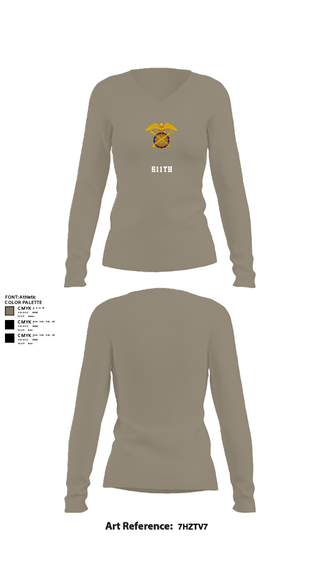 Womens Long Sleeve Vneck Shirt, 611th, Army, Teamtime, Team time, sublimation, custom sports apparel, team uniforms, spirit wear, spiritwear, sports uniforms, custom shirts, team store, custom team store, fundraiser sports, apparel fundraiser