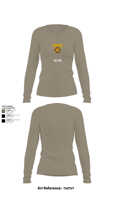 611th 22611110 Women's Long Sleeve V-neck Shirt - 62