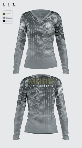 Women's Long Sleeve Vneck Shirt, Mohawk Hudson Humane Society, Law Enforcement Division, Police, Teamtime, Team time, sublimation, custom sports apparel, team uniforms, spirit wear, spiritwear, sports uniforms, custom shirts, team store, custom team store, fundraiser sports, apparel fundraiser