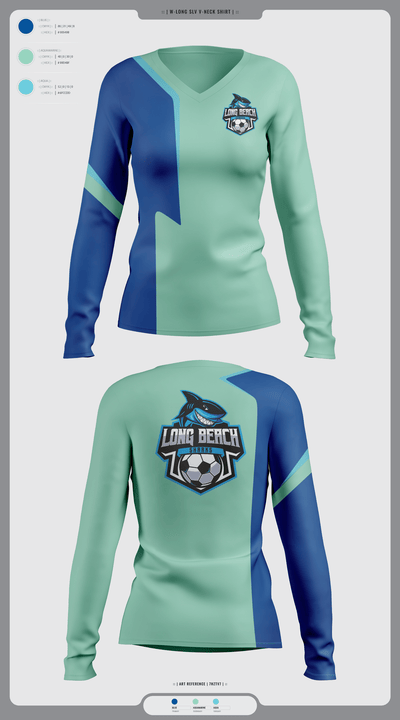 LB shark 25689570 Women's Long Sleeve V-neck Shirt - 2