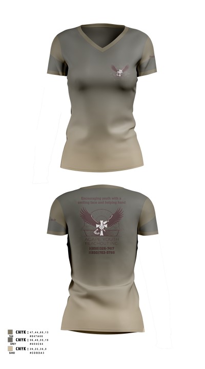 Agape Youth Reachout inc 83634820 Women's Short Sleeve V-neck Shirt - 1