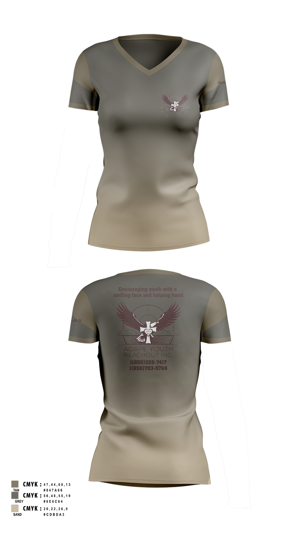 Womens Short Sleeve Vneck Shirt, Agape Youth Reachout inc, , Teamtime, Team time, sublimation, custom sports apparel, team uniforms, spirit wear, spiritwear, sports uniforms, custom shirts, team store, custom team store, fundraiser sports, apparel fundraiser