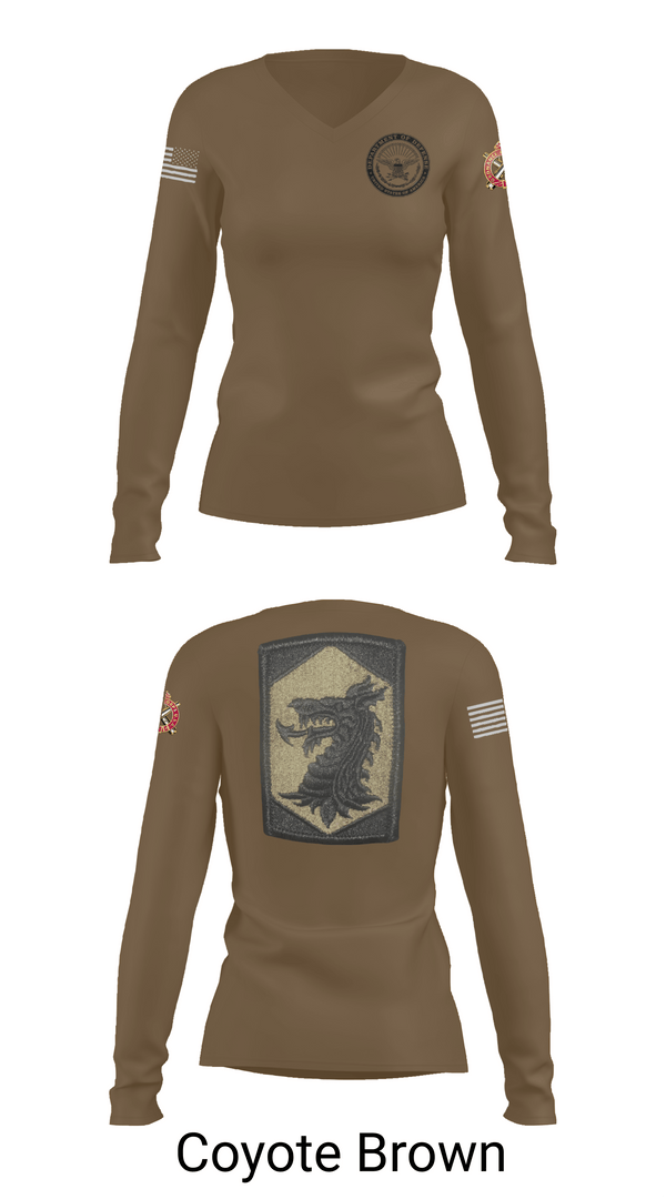 Womens Long Sleeve Vneck Shirt, 445 Chemical Company, National Guard, Teamtime, Team time, sublimation, custom sports apparel, team uniforms, spirit wear, spiritwear, sports uniforms, custom shirts, team store, custom team store, fundraiser sports, apparel fundraiser